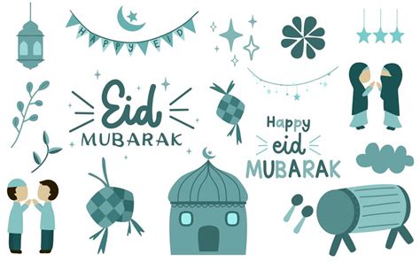 Premium Vector | Eid mubarak clipart collection