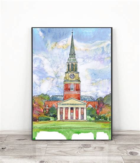 Wake Forest University Art Print, Winston-salem Cityscape Wall Art ...