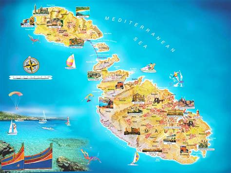 Malta Travel and Vacation map showing attractions | Malta, Isola di malta, Viaggi