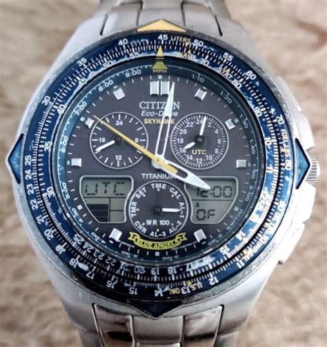 CITIZEN Eco-Drive BLUE ANGELS "Skyhawk" C651-T000967 TITANIUM 42.5mm MENS Watch, Luxury, Watches ...