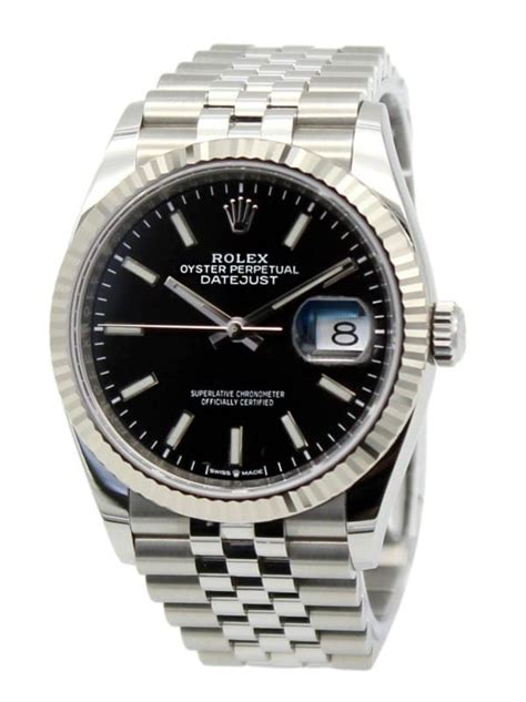 Rolex Datejust 36mm Black Dial Fluted Bezel Jubilee Bracelet 126234 ...