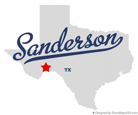 Map of Sanderson, TX, Texas