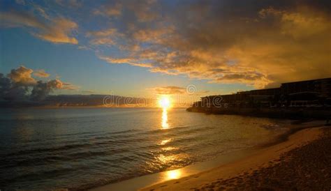 Sunset from Maho Beach on the Caribbean Stock Image - Image of ...