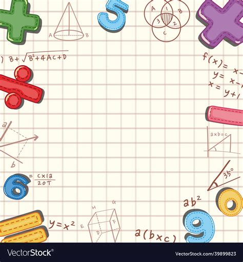 Blank math template with math tools and elements Vector Image