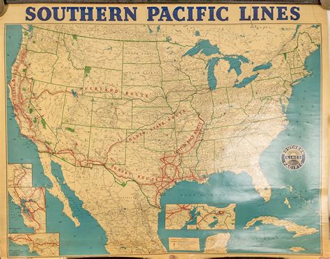 US Southern Pacific Railroad Wall Map, 1952 - Holabird Western Americana Collections