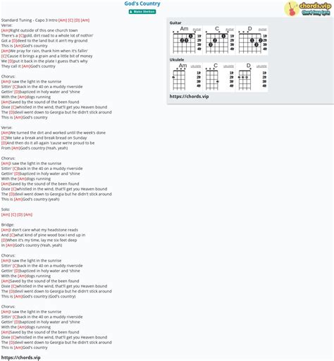 Chord: God's Country - tab, song lyric, sheet, guitar, ukulele | chords.vip