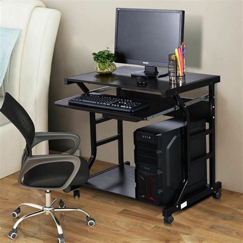 Mobile Rolling Computer Desk Small Space Saver Desk Laptop PC Printer Table Home | eBay