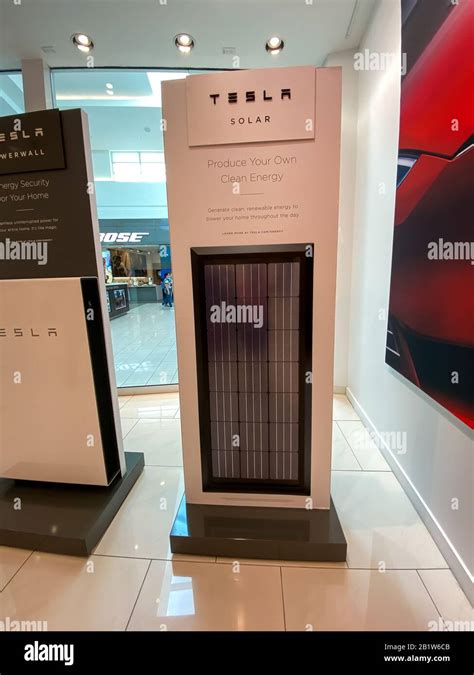 Orlando, FL/USA-2/17/20: A Tesla Solar Panel at the Tesla dealership in ...