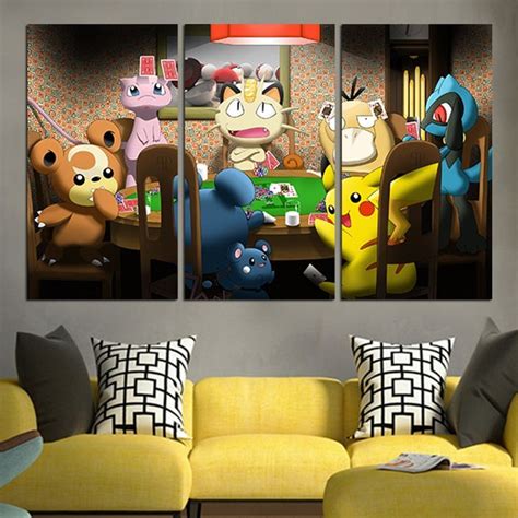 3 Panel Pokemon Playing Cards Wall Art Canvas | Customized canvas art ...