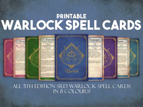 Warlock Dnd Spell Cards, Dungeons and Dragons Printable Spell Cards ...