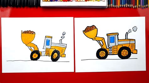 How To Draw A Front End Loader Construction Truck