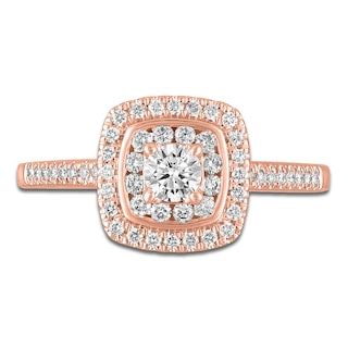 Diamond Halo Engagement Ring 1/2 ct tw 14K Rose Gold | Jared