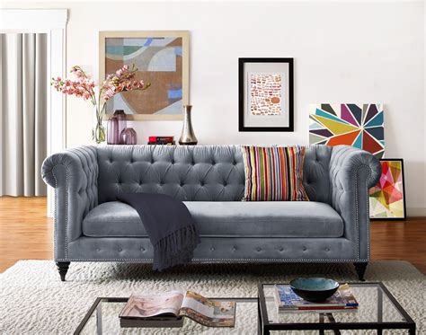 Hanny Grey Velvet Sofa from TOV (S48) | Coleman Furniture