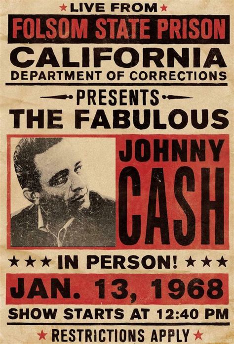 Johnny Cash Folsom Prison Concert Poster 11 X 16 Famous 1968 - Etsy