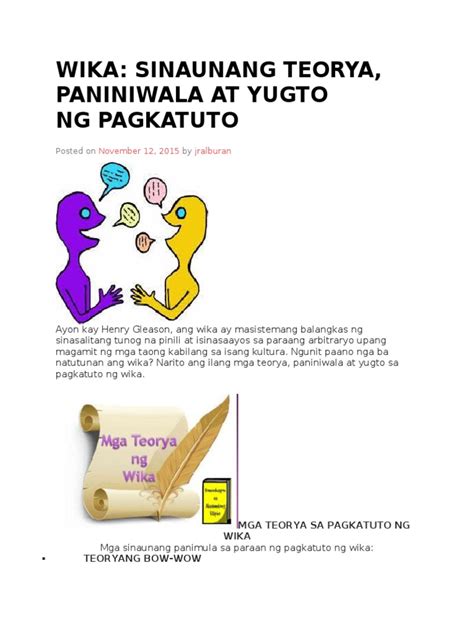 Mga Yugto Sa Pagkatuto NG Wika | PDF