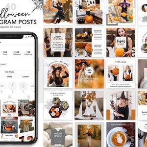 Halloween Instagram Posts, Halloween Ig Templates Canva, Halloween Instagram Template Bundle ...