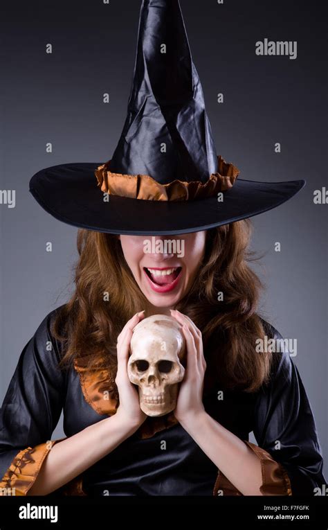 Witch in scary halloween concept Stock Photo - Alamy