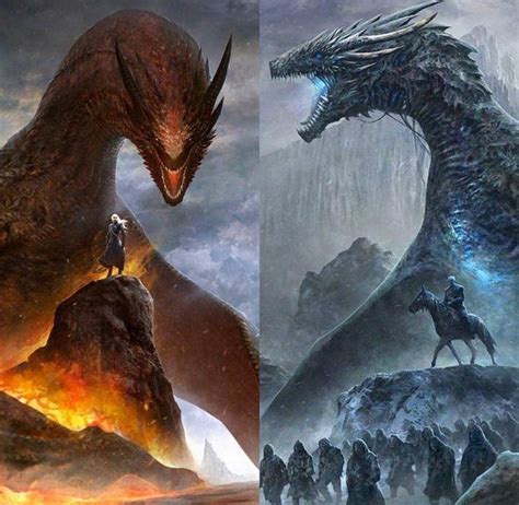 Daenerys & Drogon, Night King & Viserion | Game of thrones artwork ...