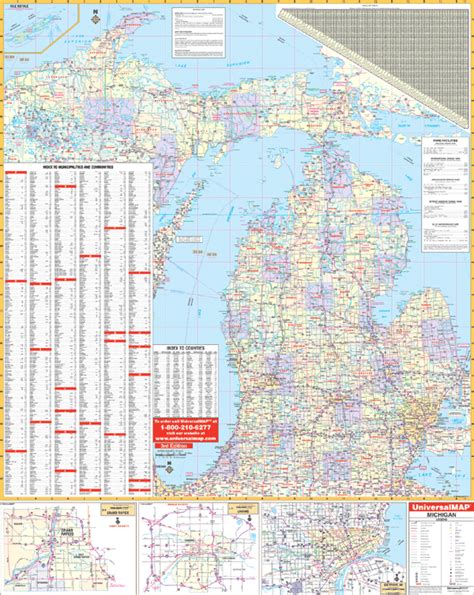 State Roller & Wall Maps - Michigan State Wall Map