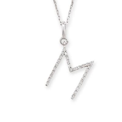 Elegant White Gold Letter M Diamond Pendant | London Road Jewellery