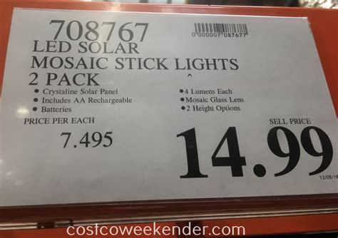 Manor House LED Solar Mosaic Stick Lights (2 pack) | Costco Weekender