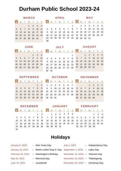 Durham Public Schools Calendar 2023-24 With Holidays