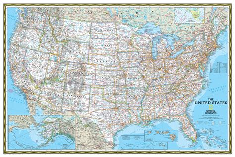 National Geographic United States Wall Map - Image to u