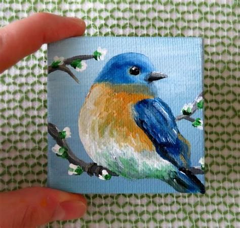 Bluebird Painting Mini Canvas Easel Mini Bluebird Artwork | Etsy | Bird canvas, Bluebird ...