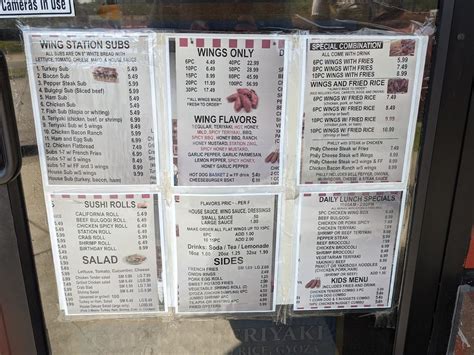 Menu at Wing Station restaurant, Orangeburg