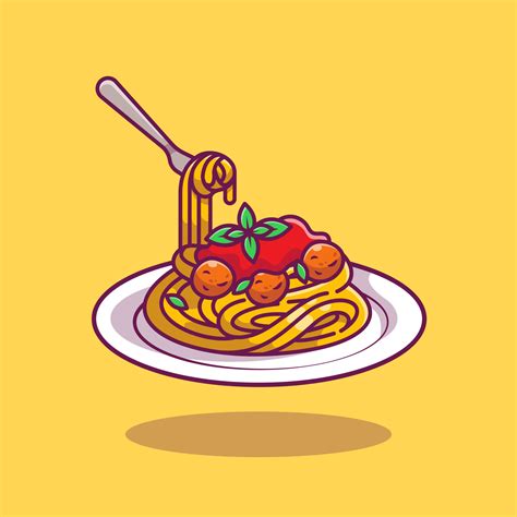 Spaghetti Cartoon Vector Icon Illustration. Pasta Food Icon Concept Isolated Premium Vector ...