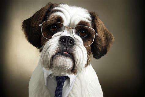 Premium AI Image | A dog wearing a tie and glasses that says'the dog is ...