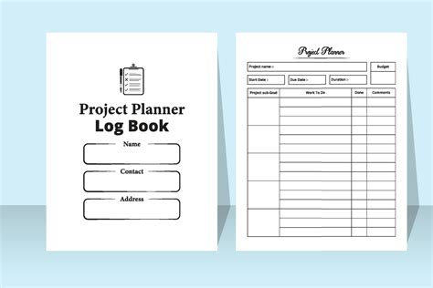 Project planner logbook. Work list notebook interior. Business management log book. Task planner ...