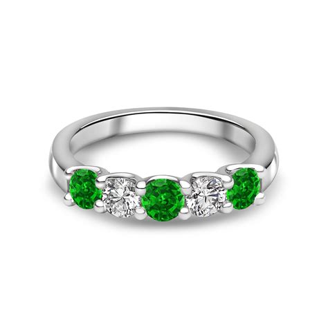 5 Stone Emerald and Diamond Half Eternity Ring – Chalfen of London