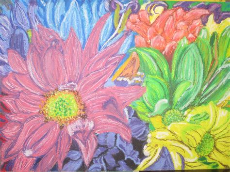 Flower painting, Oil pastel paintings, Art