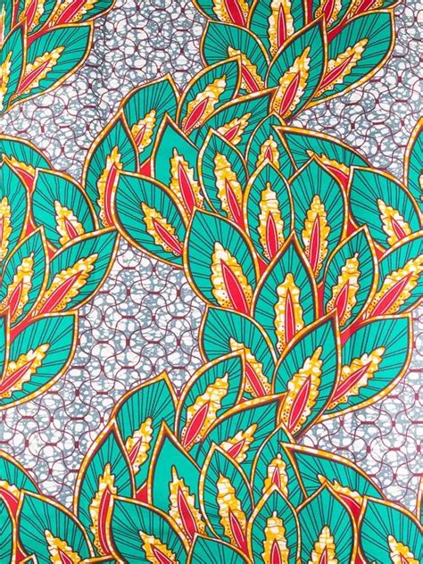 African Batik Fabric Real Wax Hollandais Green Red Plants Flowers Designs rw66414-in Fabric from ...