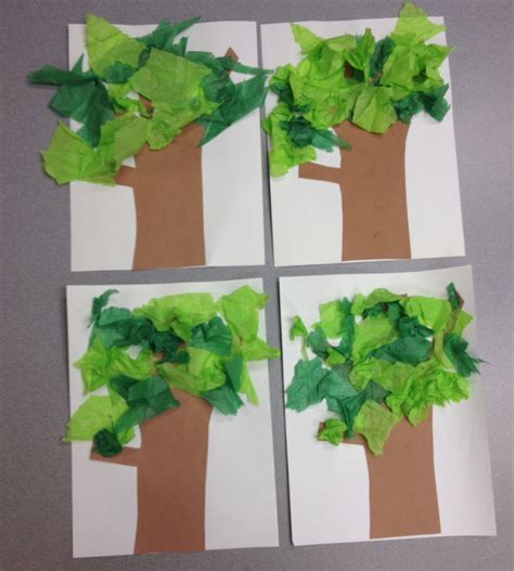 Preschool crafts. Nature week trees. Tissue paper crafts. | Preschool ...