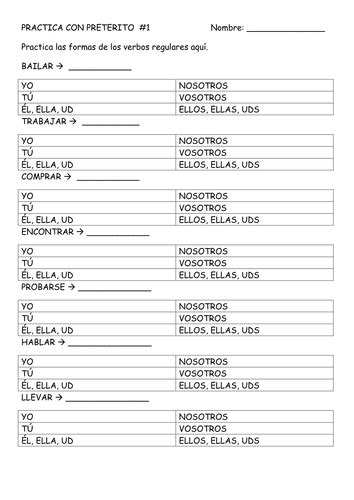 Conjugation grids for Preterite Regular Verbs and CAR/GAR/ZAR ...