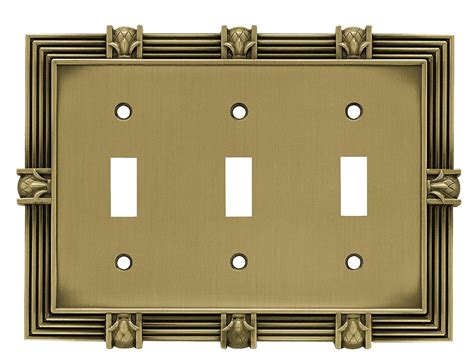 64477 Pineapple Triple Toggle Switch Wall Plate/Switch Plate/Cover, Tumbled Antique Brass ...