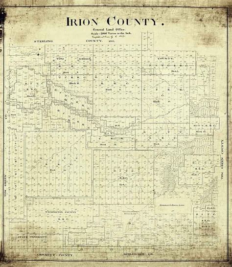 1893 Farm Line Map of Irion County Texas - Etsy