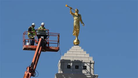 Prophet statue marks final stages of Mormon temple in Carmel