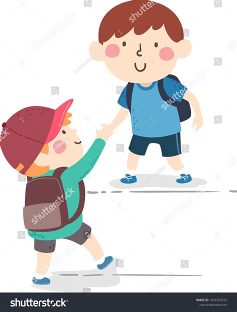 Illustration Kids Boys Helping Each Other Stock Vector (Royalty Free ...