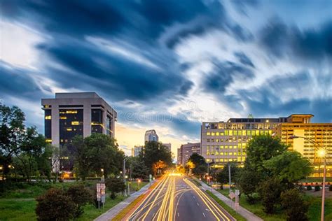 Downtown of Charlotte North Carolina Skyline with Dramatic Sky Stock ...