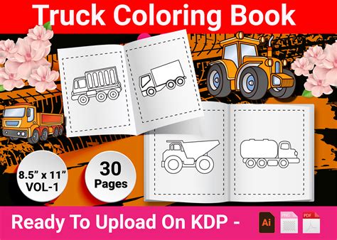 Truck Coloring Book for Kid’s Volume 1 Graphic by Simran Store · Creative Fabrica