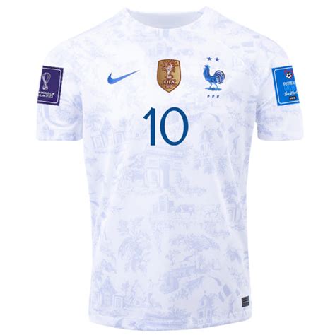 Nike France Kylian Mbappe Away Jersey w/ World Cup Champion & World Cu - Soccer Wearhouse