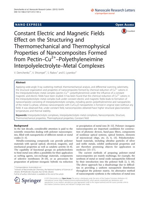 (PDF) Constant Electric and Magnetic Fields Effect on the Structuring and Thermomechanical and ...