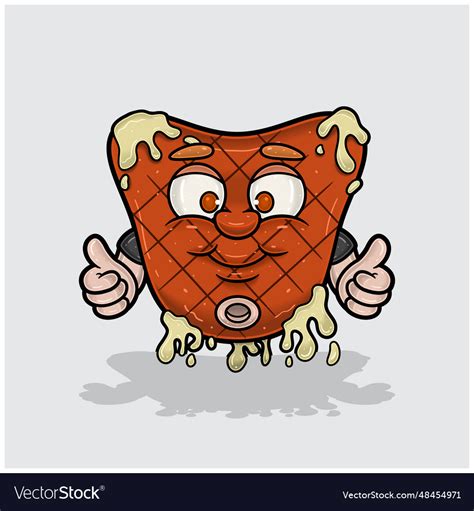 Mascot cartoon of steak with happy smile face Vector Image