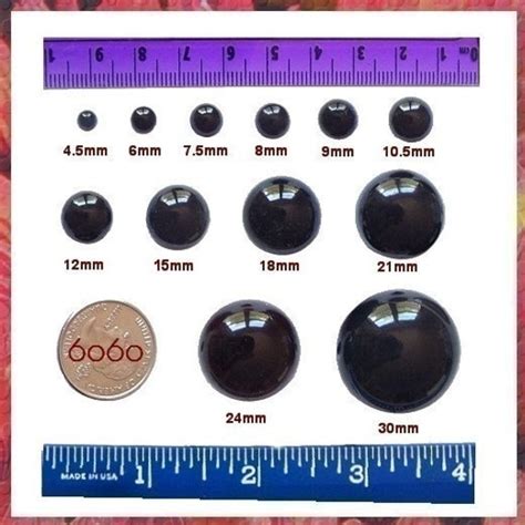 12 mm Safety Eyes Animal Eyes Plastic Eyes BLACK 25 pairs by 6060