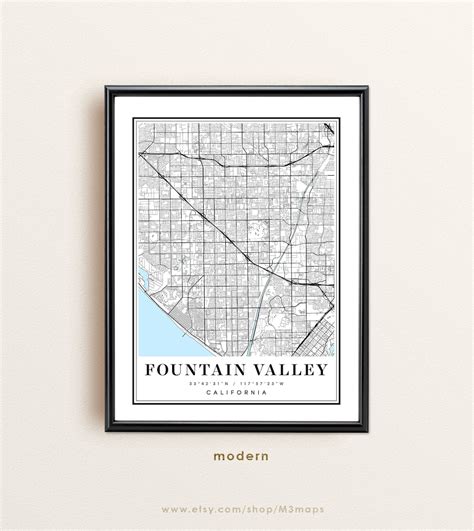 Fountain Valley California Map Fountain Valley CA Map | Etsy