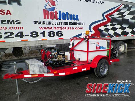 Trailer Mounted Cold Water Sewer & Drain Line Jetter Single Axle Sidekick Economy Series – Sewer ...