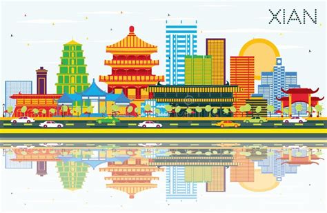 China, Xian Architecture Urban Skyline Stock Vector - Illustration of ...